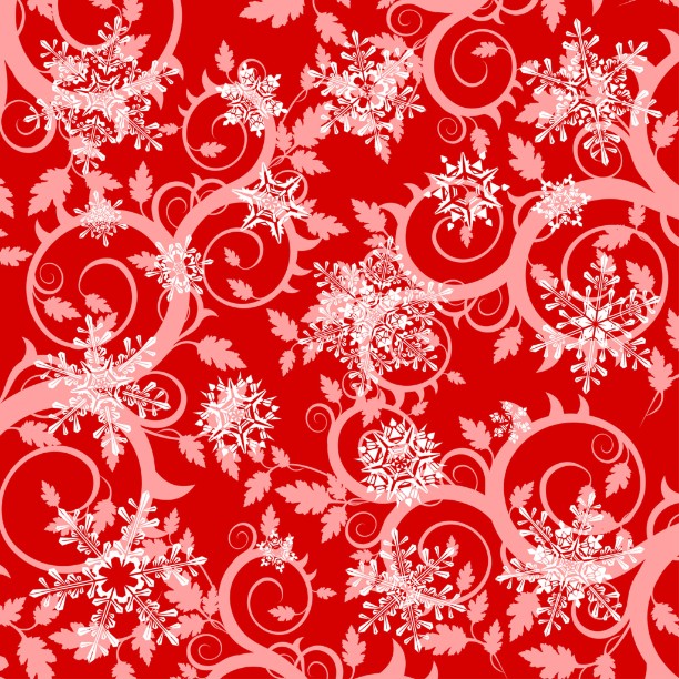 Red Floral with Snowflakes